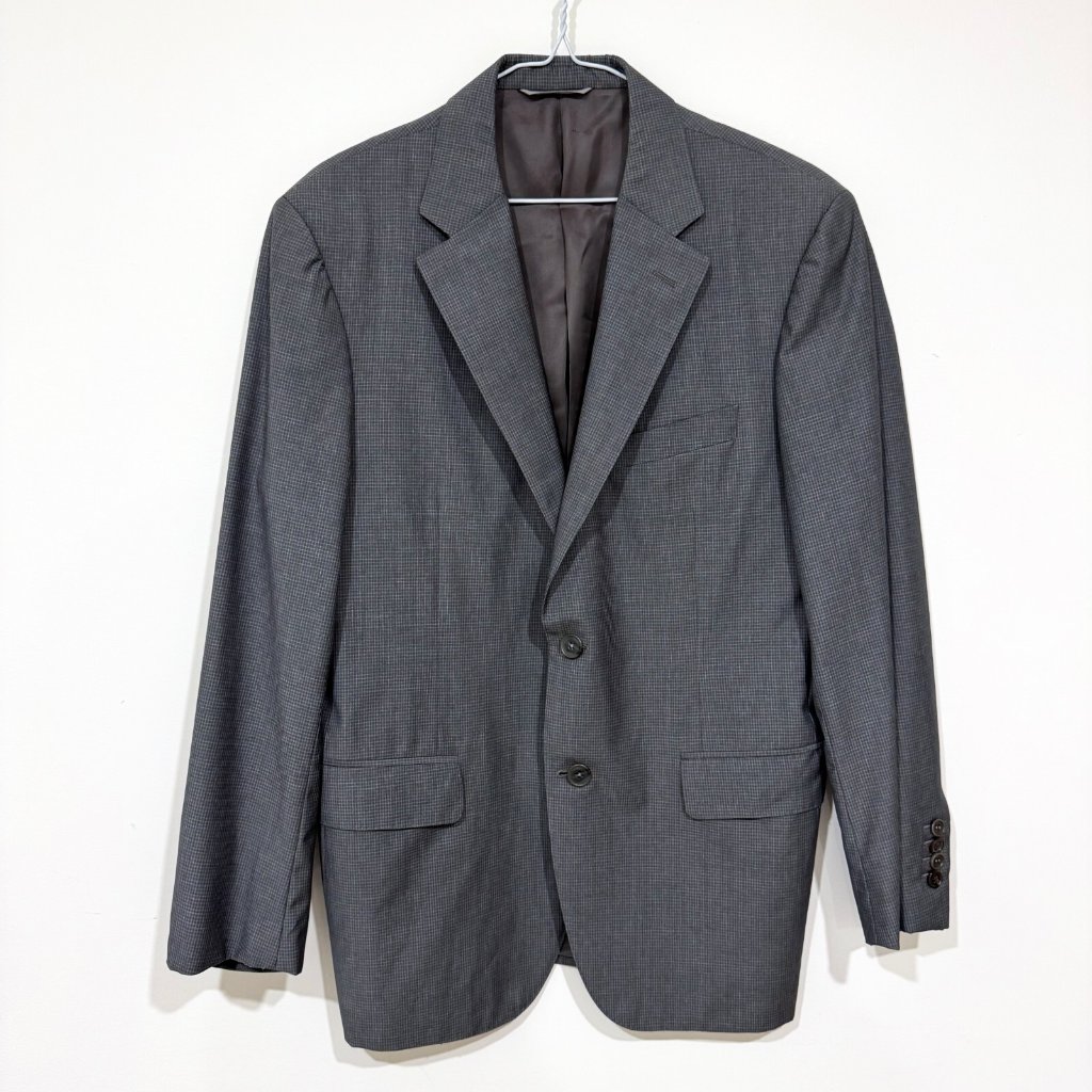 Canali Travel 100% Wool Double Vented 2 Button Blazer Jacket Size 52 Grey